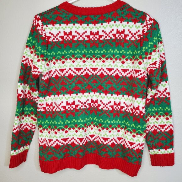 33 Degrees Dinosaur T-Rex Sweater Kids Size Medium 10/12 Red & Green - Picture 3 of 6